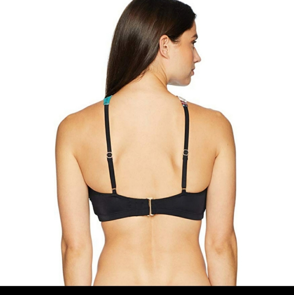 Coastal Blue Bandeau V Neck Halter Bikini Top - Picture 2 of 5